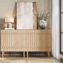 Modern Kitchen Buffet Cabinet, Sideboard Cabinet with Storage, Accent Credenza with Doors and Adjustable Shelves for Kitchen (2 For $300)