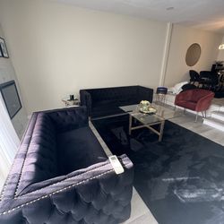 Modern Velvet Living Room Couch Set 