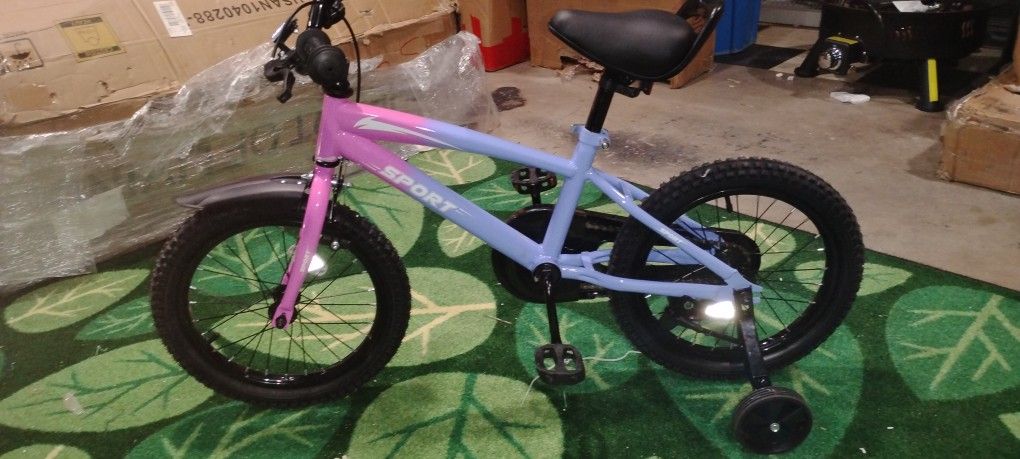 Naipo 16” Kids Bike for Boys and Girls with Kickstand, Training Wheels & Dual Brakes – Gradient Purple