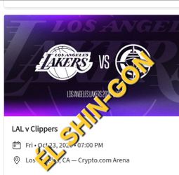 Lakers vs. Clippers 4 Tickets 10/23/26 Section 321 Row 6   $120 Each