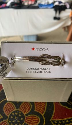 Genuine Diamond silver plated bangle bracelet, bought for 100$ will sell for $24.99 With Tags And Box