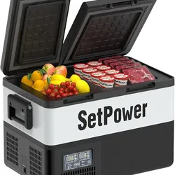 Setpower PT35 Car Refrigerator with AC Adapter,35L Dual Zone Portable Freezer,12 Volt Refrigerator Electric Cooler for Car camping, RV,Truck,Vehicles,