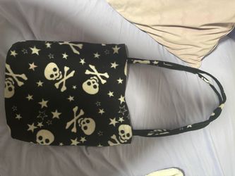 Black Skull and Stars Fleece Tote Bag