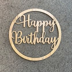 Happy Birthday wood cutout custom name sign