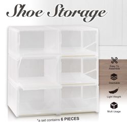 6 Stackable Push Pull Drawer Shoe Storage Box Organizer Plastic Transparent Case