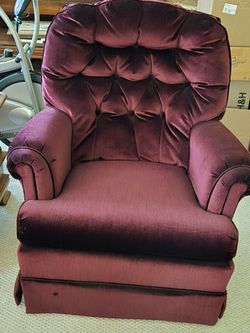 Vintage Burgundy Velvet Swivel Rocker Chair