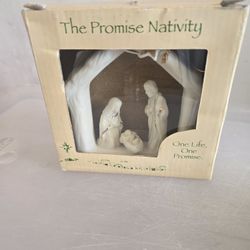 Vintage Porcelain The Promise Nativity Hanging Orinament 