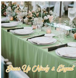 BRILLMAX  8Pack Sage Green Tablecloths 90x156 Inch for 8ft Rectangle Tables 150 GSM Polyester Fabric