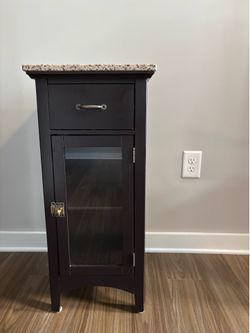 Dark Brown Nightstand with Faux Granite Top