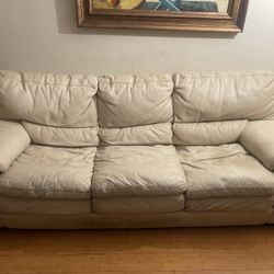 Leather Sofa - Fold Out Bed Queen Size 