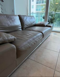 Modloft Taupe Leather Sofa