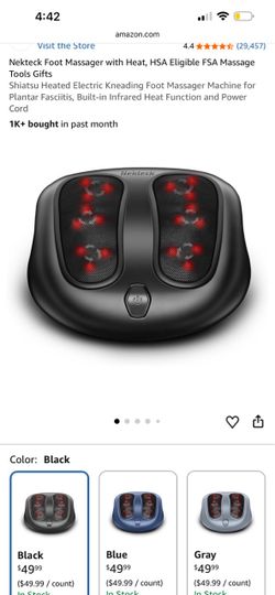 New - Nekteck Foot Massager with Heat, HSA Eligible FSA Massage Tools Gifts Shiatsu Heated Electric Kneading Foot Massager Machine for Plantar Fasciit