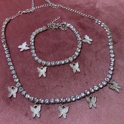 Butterfly Necklace and Bracelet (Fake GEMS)