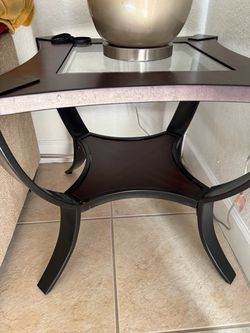 Dark Wood Glass Top End side Table