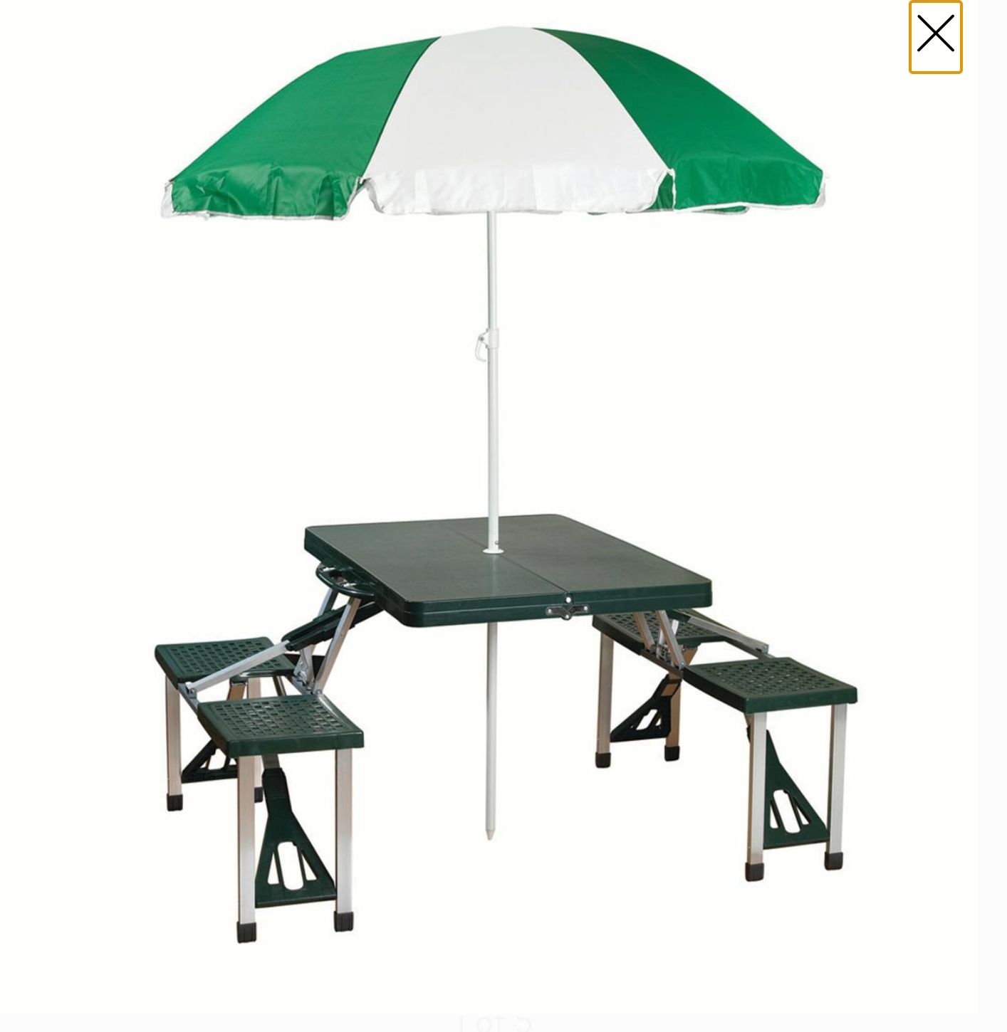 Folding Patio Furniture Set Camp Picnic Table Umbrella Combo Pack Camping Fishing Tailgating Outdoor Barbecue Bbq Grill Cooking Eatery Shade