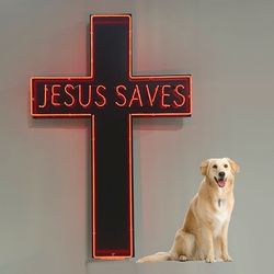 Large Jesus Saves Neon Sign