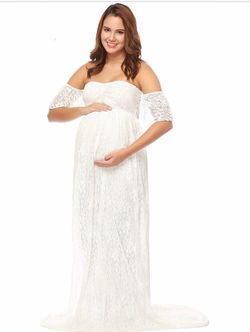 New White Off-Shoulder Lace Maxi Dress!