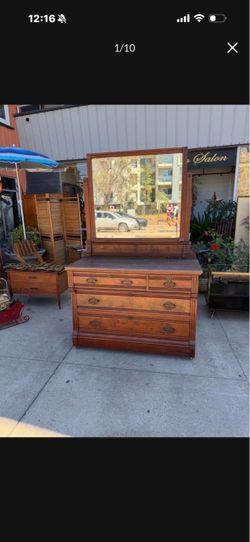 Beautiful Antique marble top buffet cabinet