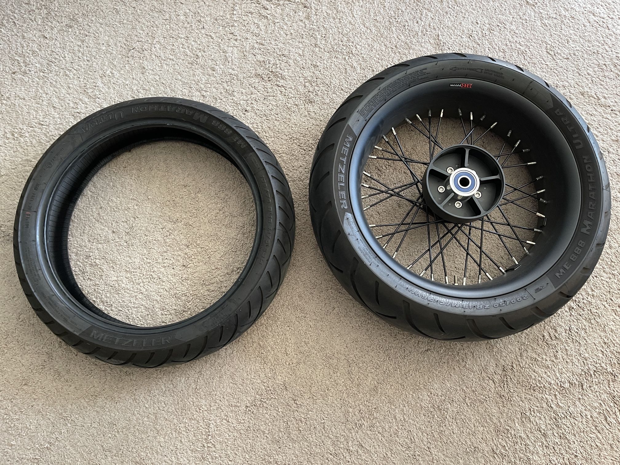 18x5.5 Indian Scout Bobber rear wheel with tire