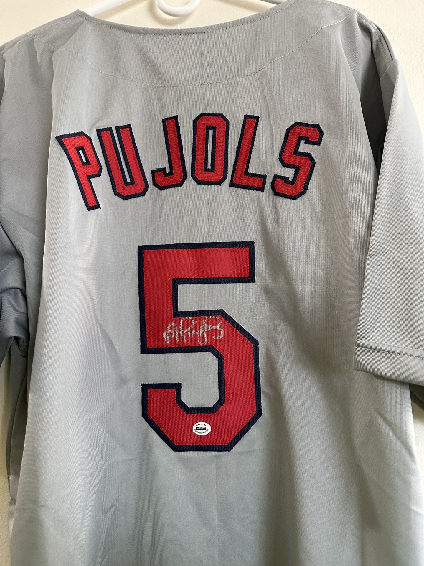 ALBERT PUJOLS SIGNED ST LOUIS CARDINALS MLB AUTOGRAPHED JERSEY W