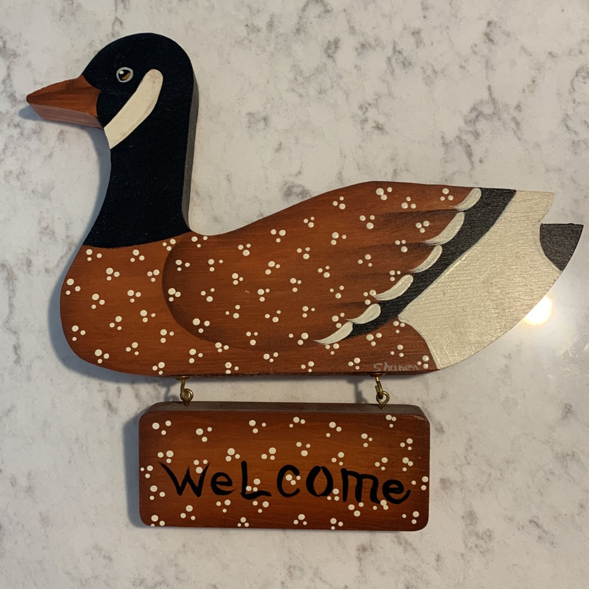 Wooden Country Duck Welcome Sign