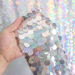 Silver Sequin Party Curtains