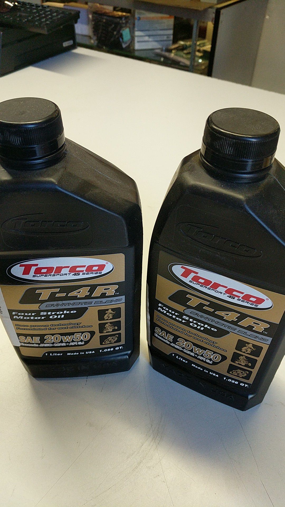 Motorcycle oil. Torco Supersport T-4R synthetic blend SAE 20W50 1 LITER