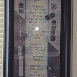 Linda Spivey Poker Night Game Room Rules Framed Wall Art.