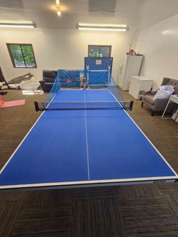 Ping pong table with robot