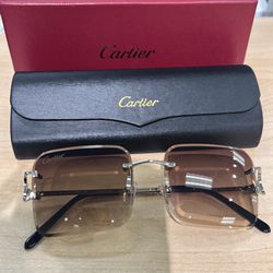 Brown Cartier Square Sunglasses 