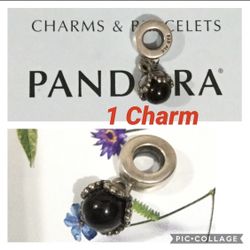 1 Pandora Black Onyx Dangle Charm 
