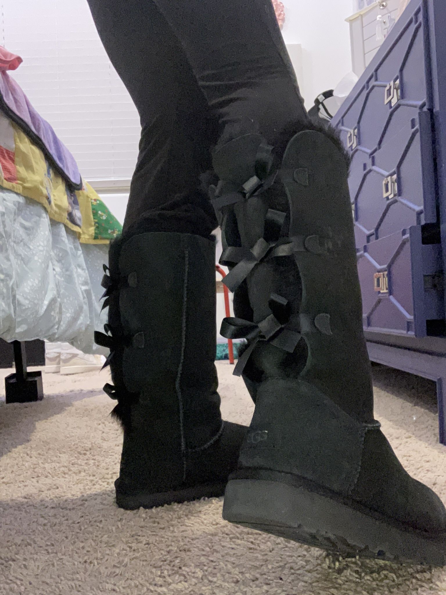 Black Ugg Boots, Tall With Bows Size 10