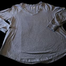 Terra & Sky Women's Long Sleeve V-Neck Top -  Gray