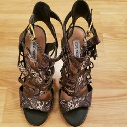 STEVE MADDEN Snakeskin Print Multi Color Sandal Heels sz 10