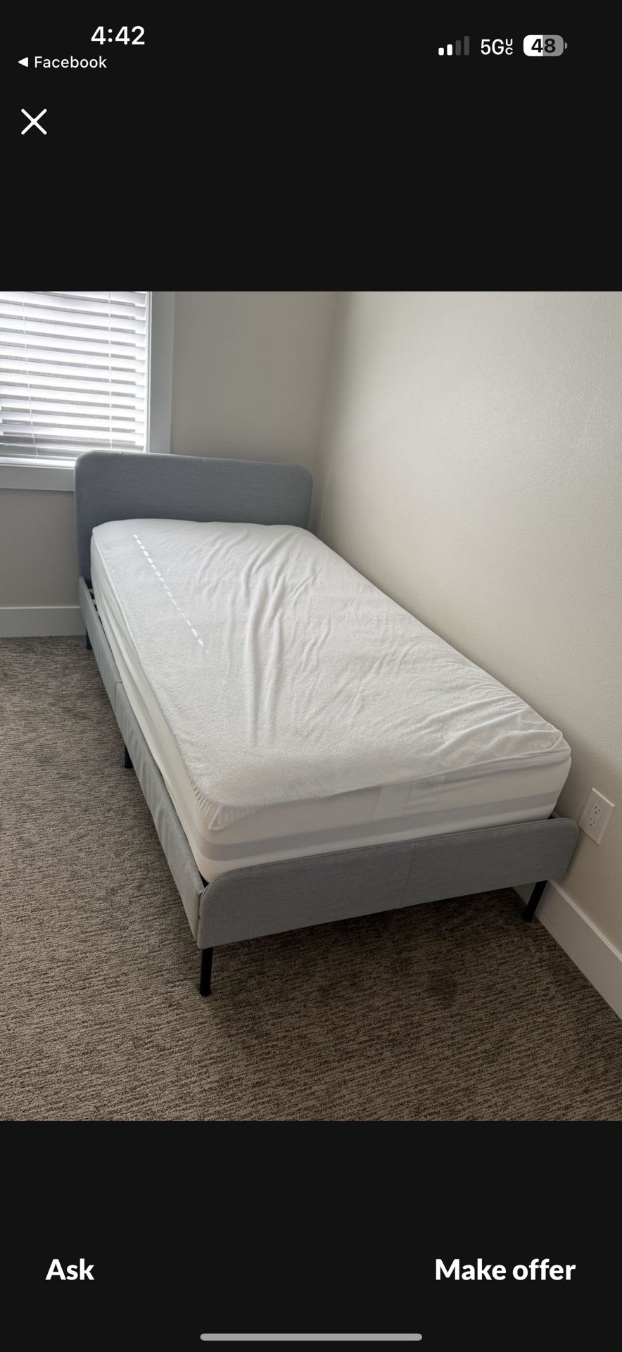 IKEA Twin Bed Frame /twin Mattress (like New)