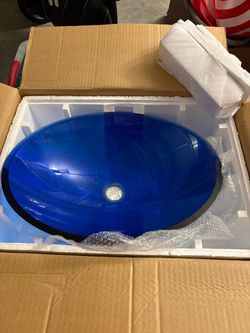 Pinnacle Blue Oval Glass Vessel Sink