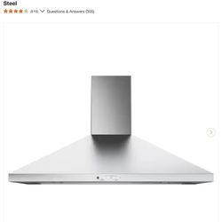 GE Steel 36 in. Convertible Wall-Mount Range Hood with Light in Stainless