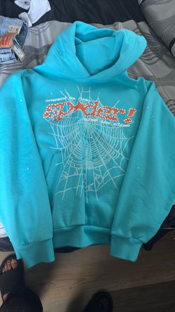 Authentic sp5der blue hoodie Large no stains