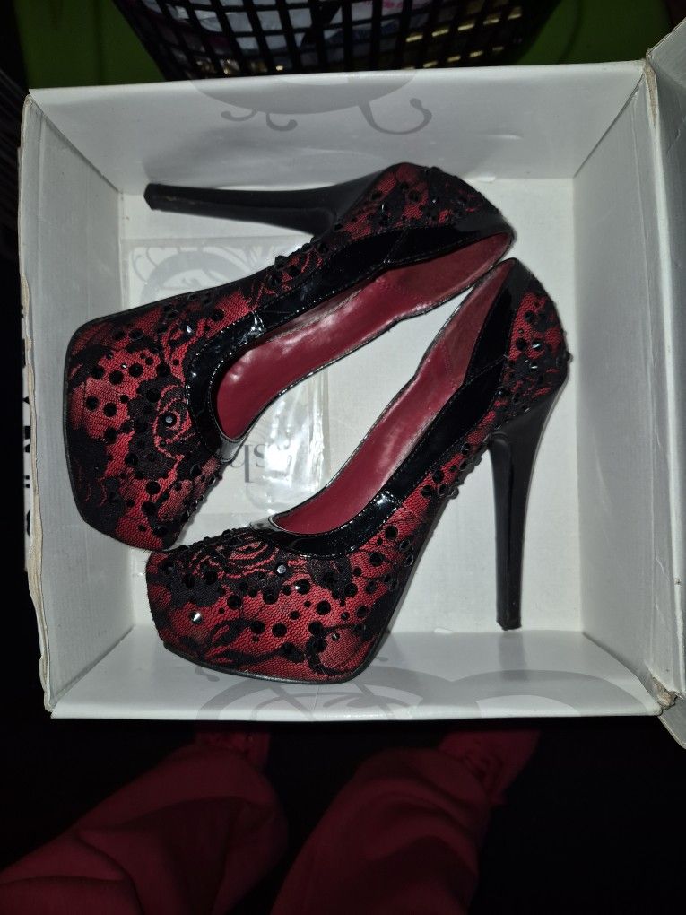 Black And Red Diamond Heels