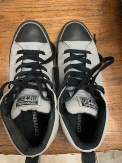 Grey and black converse