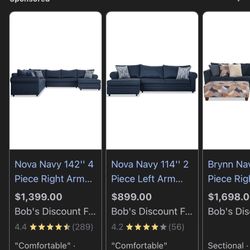 Blue Sectional Couch Set Local Delivery 