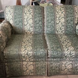 SOFA LOVE SEAT, Green , Beige Leaf And Floral PATTERN 