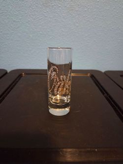 Vintage Oakland California Tall Shooter Shot Glass – Raised Gold Glitter Script Souvenir Barware