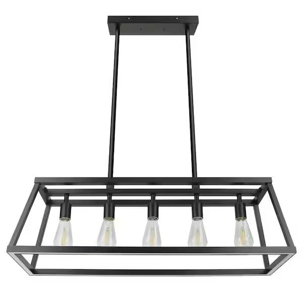 Feit Electric Katalyst 60-Watt 5-Light Matte Black Modern Adjustable CCT and 3-Light Modes Integrated LED Chandelier Light