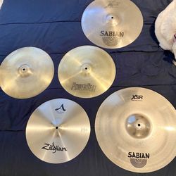 Complete Set Of Drum Cymbals Zildjian A 14” Fast Crash Sabian XSR 18” Fast Crash 14” Powerbeat 14” Hihats Xs 16” Thin Crash No Damage $275 Cash Upland