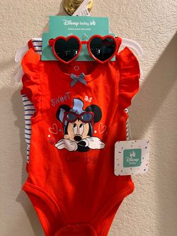 Minnie Mouse bodysuit set with sunglasses 0-3m