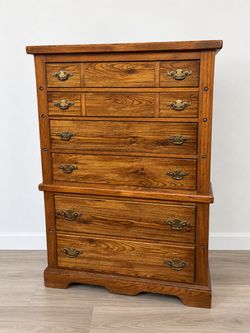 Vintage Solid Wood Tallboy Dresser / Chest of Drawers