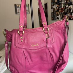 COACH Ashley Magenta Leather SHOULDER Bag CROSSBODY 