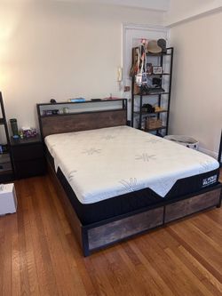 Premium Queen GhostBed Mattress + Storage Bookcase Bed Frame — $1,095 OBO