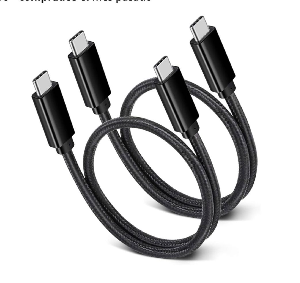 Cable USB C a USB C de 1.5 pies, corto de 100 W, USBC 3.1 Gen2, entrega de energía compatible con disco duro SSD, MacBook iPad Pro PD, estación de aco